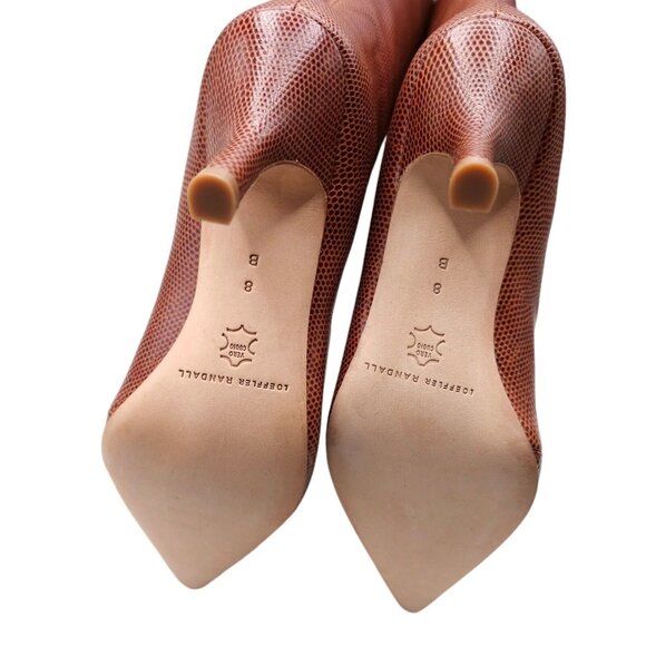Loeffler Randall Whitney Kitten Heel Boots Knee High Toffee Brown Leather Size 8 - Picture 8 of 9